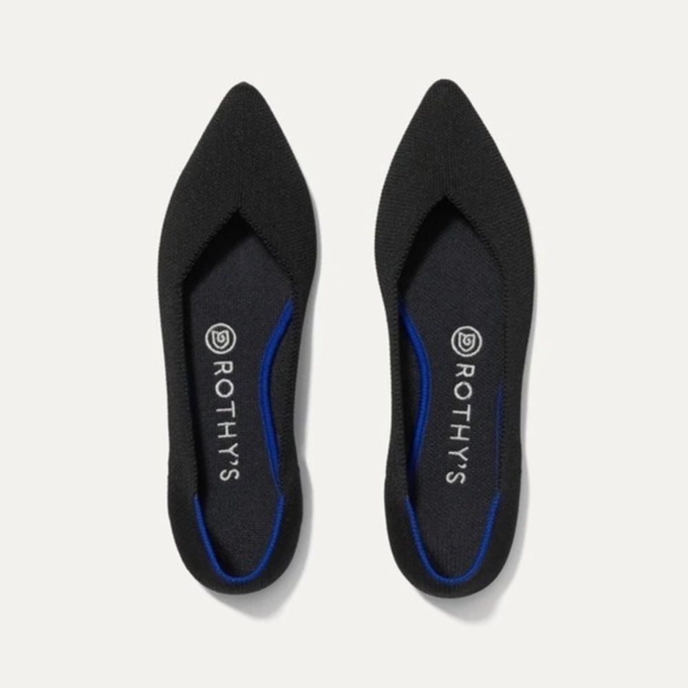 Rothy’s The Point Black Pointed Toe Flats.